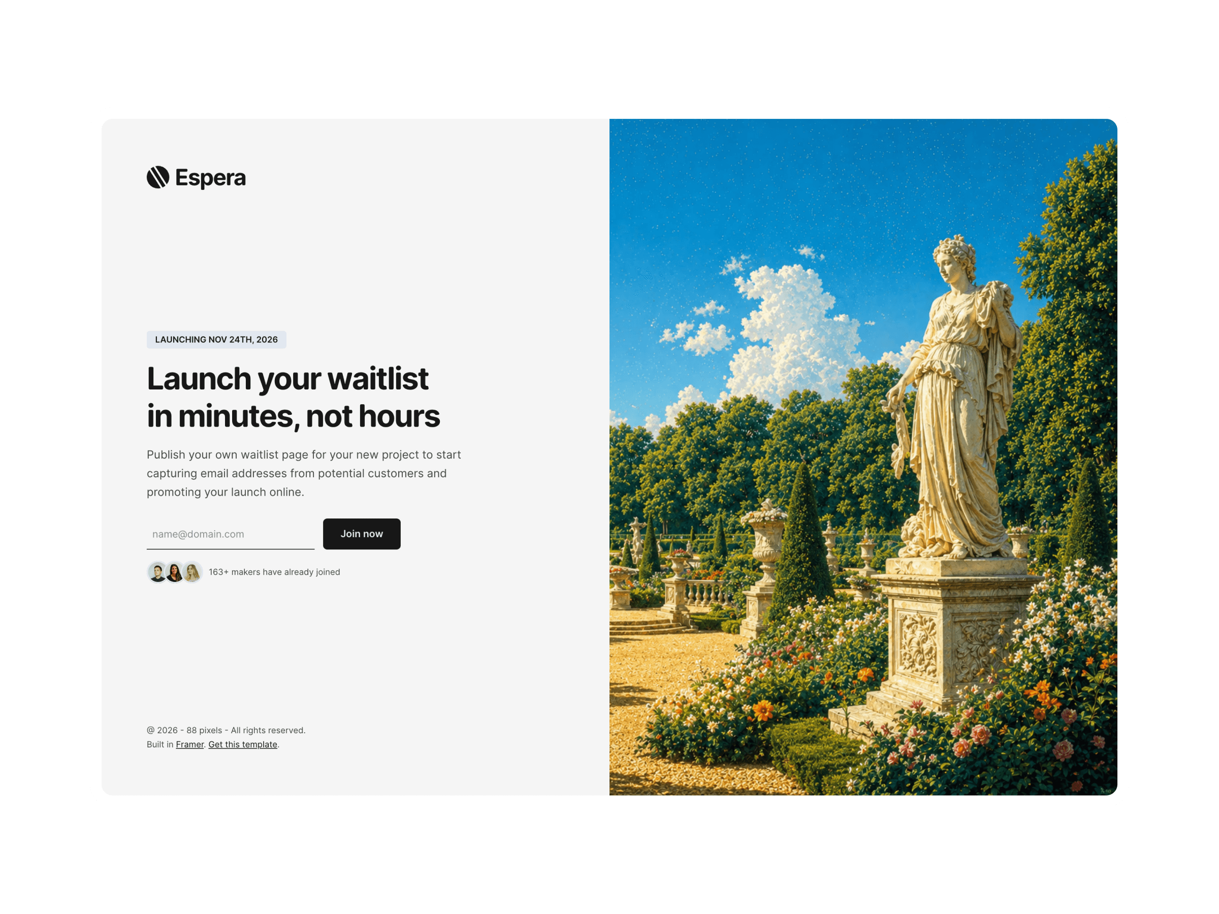 Espera Framer template preview