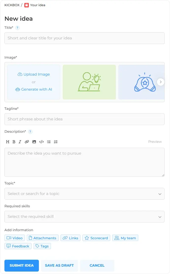Screenshot of 'new idea'