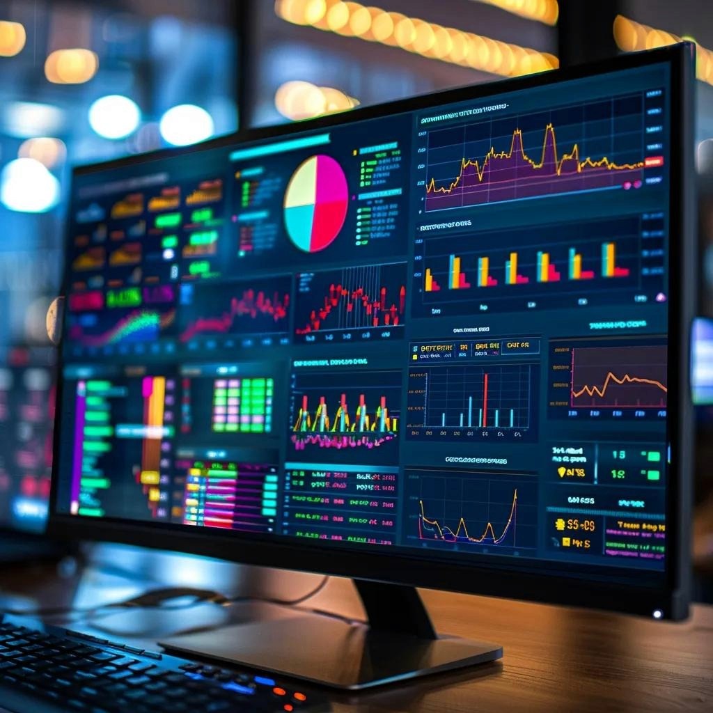 Colorful analytics dashboard showing ecommerce performance metrics