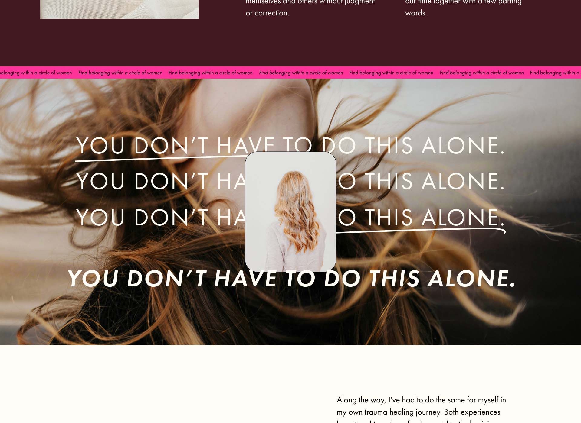 A section from a website of a book publishing company for women, by women