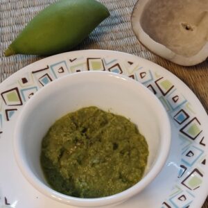 Kairichi Chutney or Raw Mango Chutney served in a bowl.