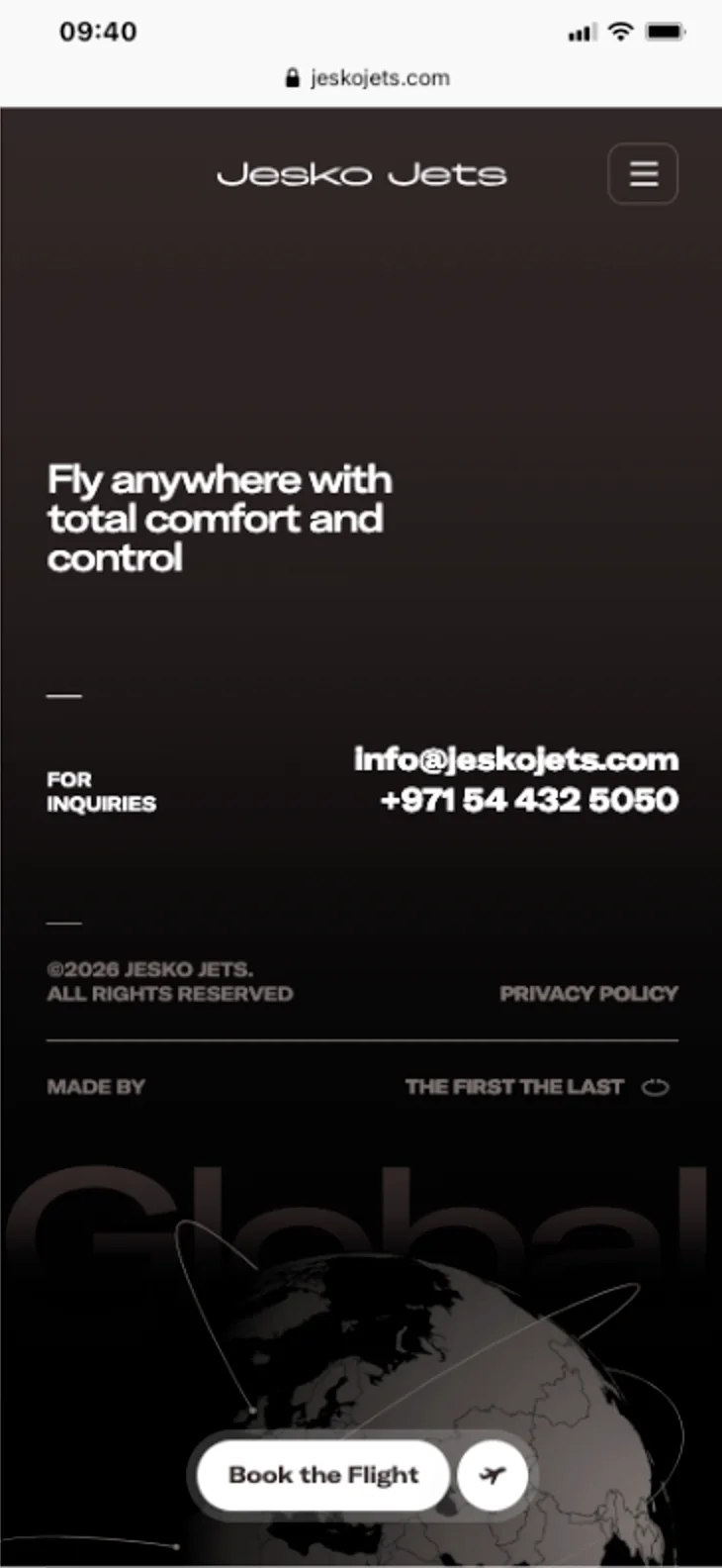 Jesko Jets | Screenshot - Mobile : footer