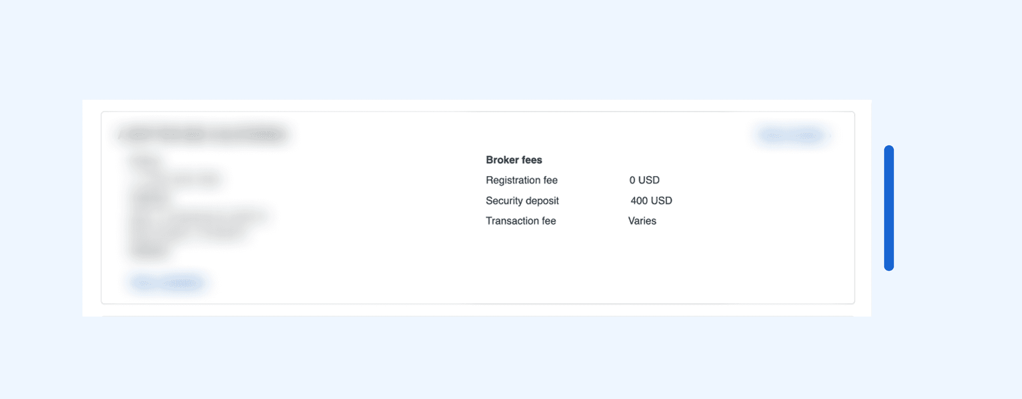 Screenshot: Fee table with unexplained numbers