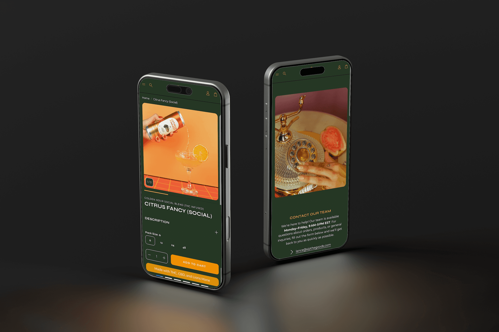 a mobile mockup of a website on two different phones