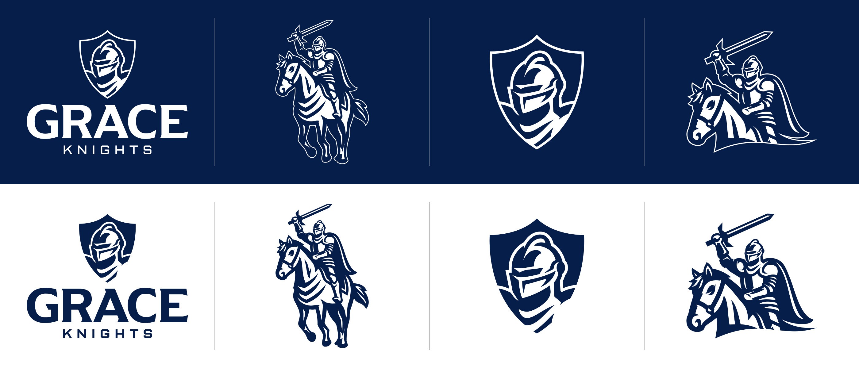 Grace Academy logo system one color on dark + light backgrounds.