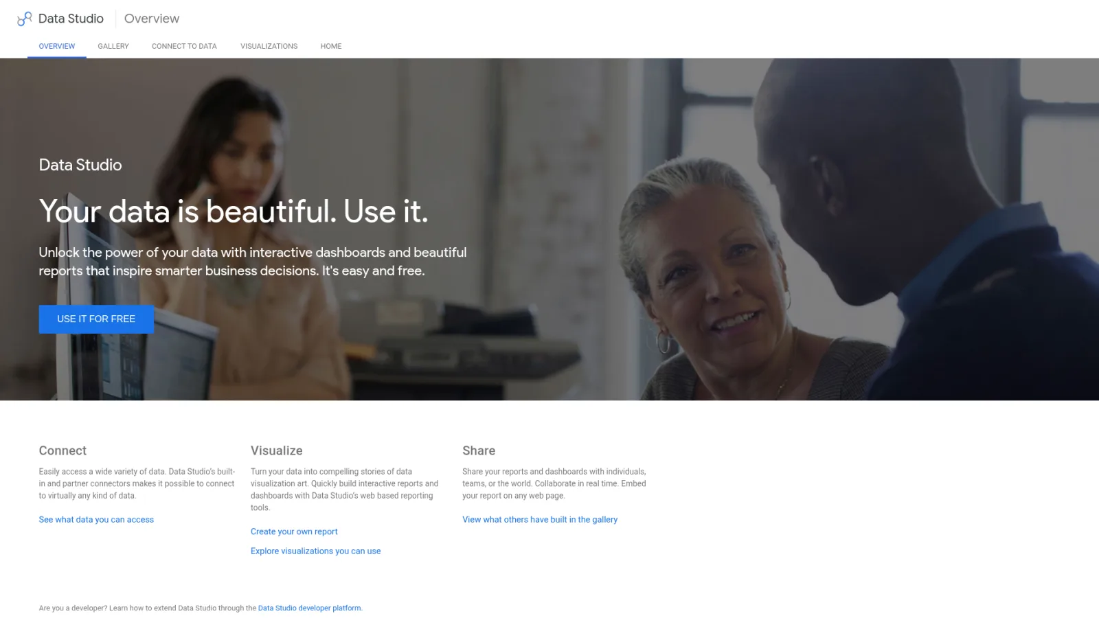Looker Studio homepage