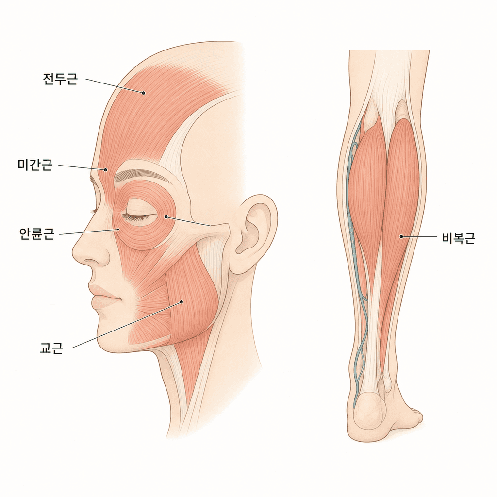 표정 근육 vs 부피 근육 위치