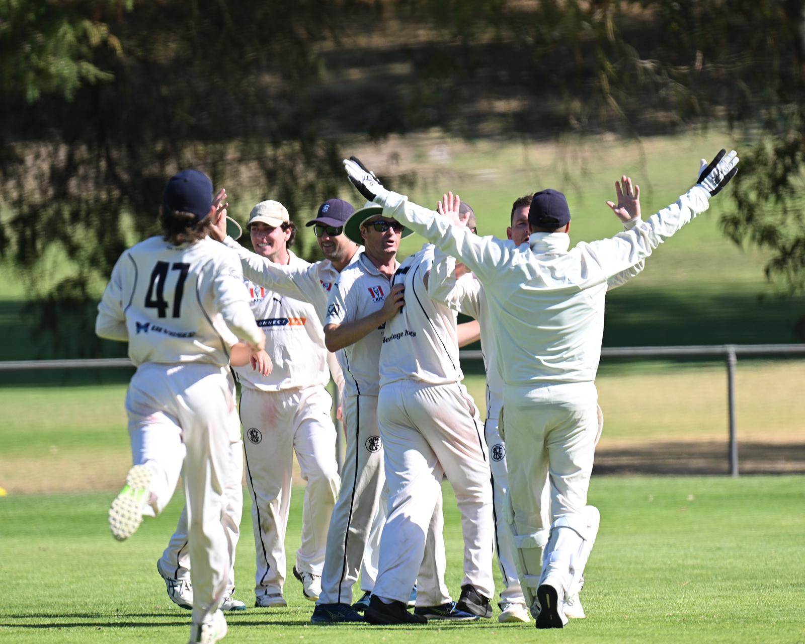 3rds Team Celebrating for Dylan Hodge Bowling for Newtown & Chilwell Cricket Club