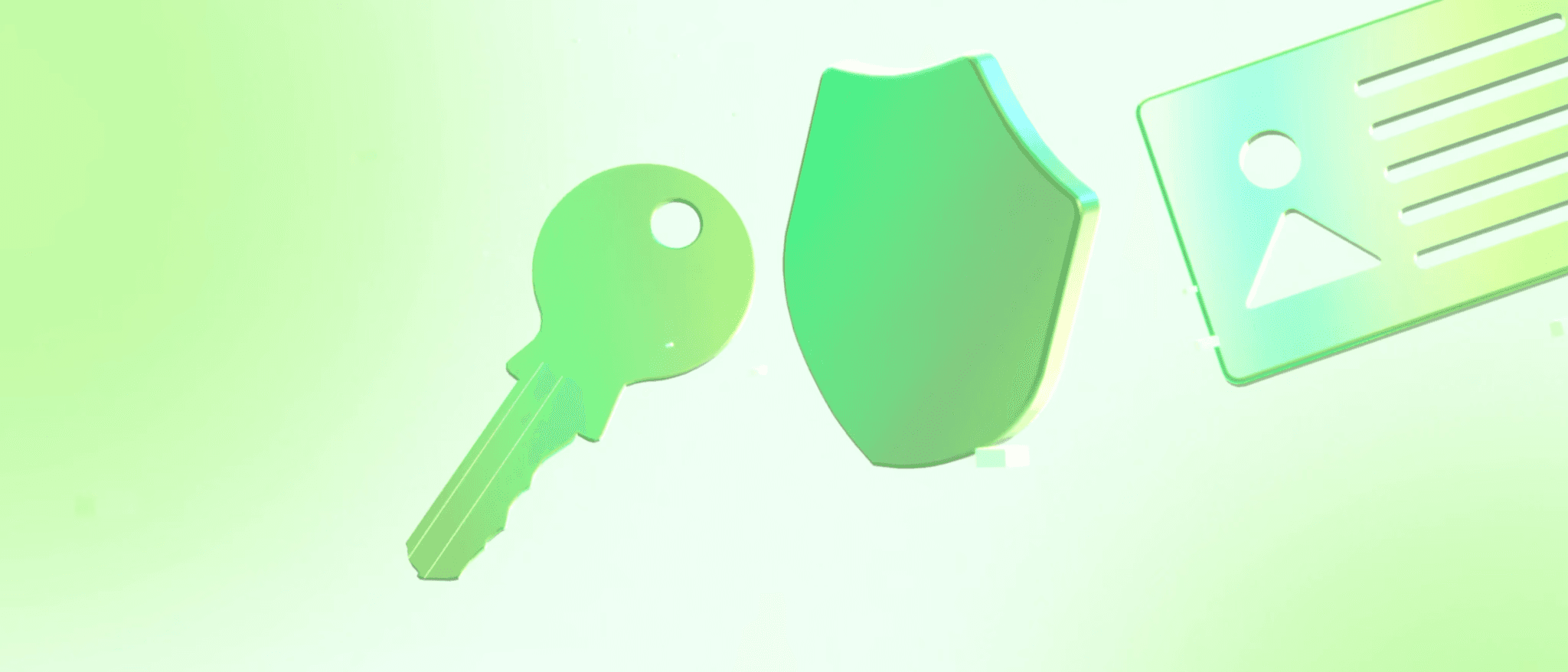 Image shows key, shield and ID card