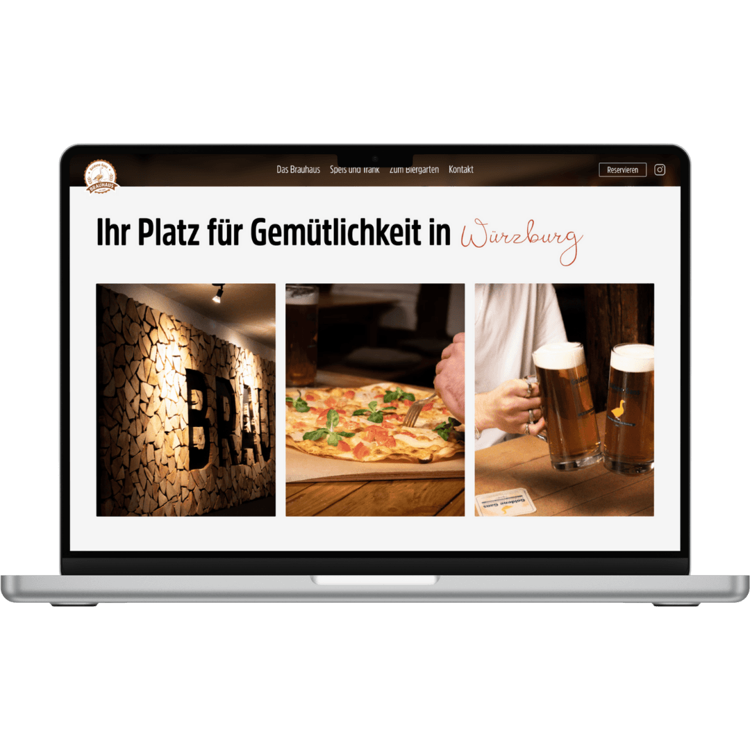 MacBook Mockup der Website Brauhaus Würzburg