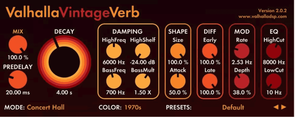 Valhalla Vintage Verb reverb plugin