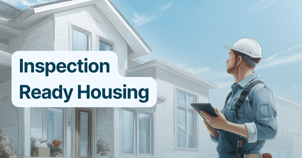 blogpost image showing a maintenance worker taking notes on a house