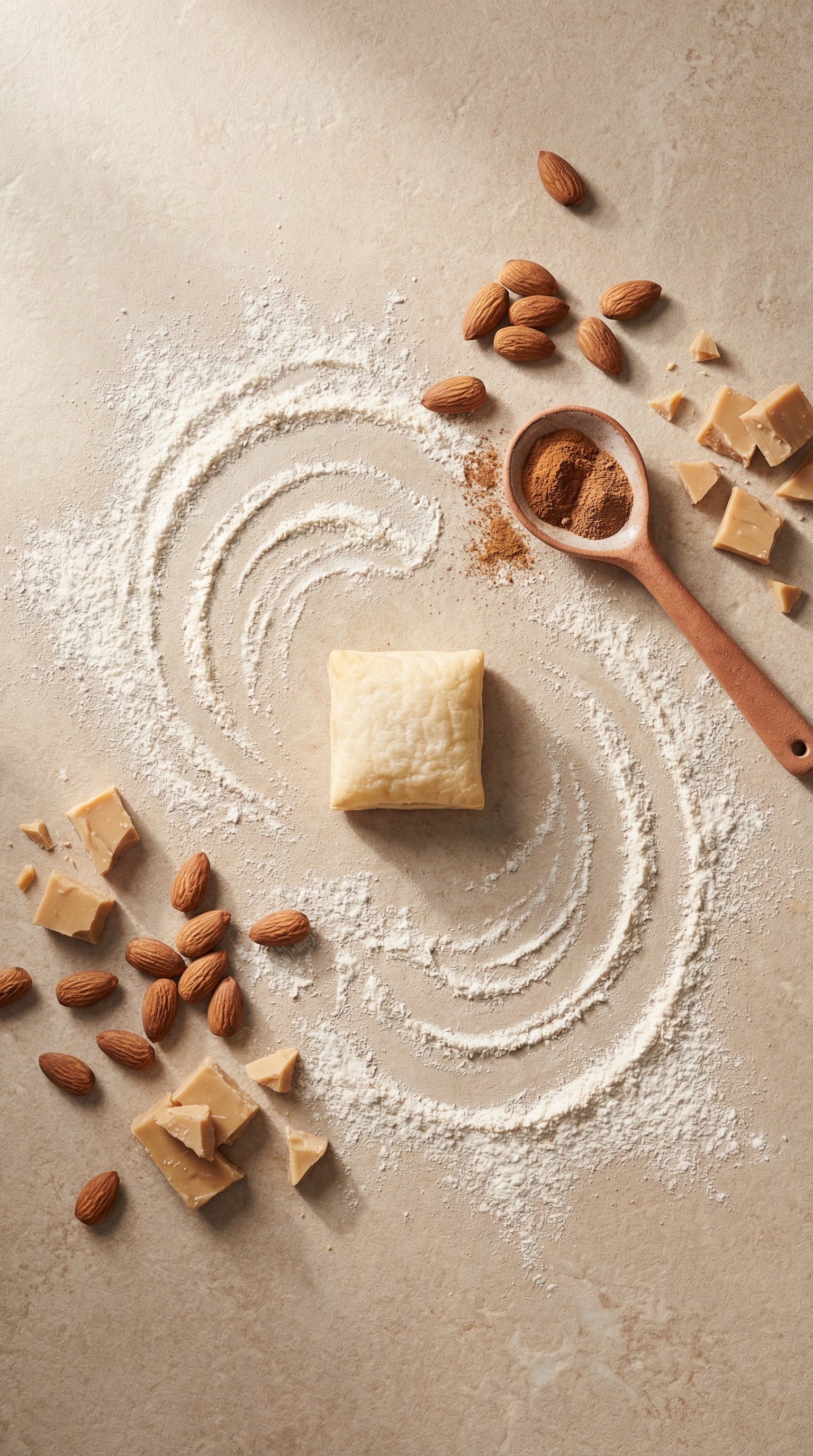 top view of a sweet surrounded by nuts