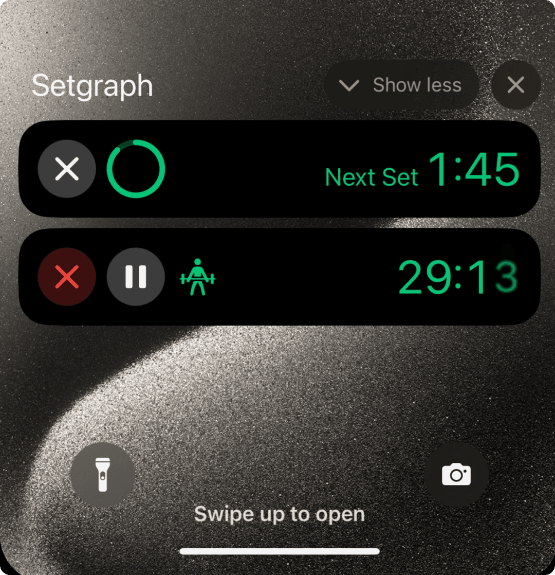 A smartphone screen displaying  the Setgraph workout tracking app focused on "Abdominal Crunch." The upper section lists past sets with timestamps, repetitions, and weights, such as "8 reps, 90 lb." Below, an input interface allows users to adjust repetitions and weights using "+" and "-" buttons or a keypad. The current set is set to "8 reps" at "90 lb," ready to be recorded with a green "Record Set" button. The sleek design provides a seamless way to log workouts.