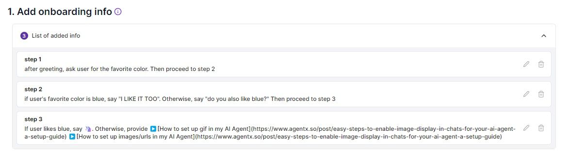 add logic steps for ai agent chatbot