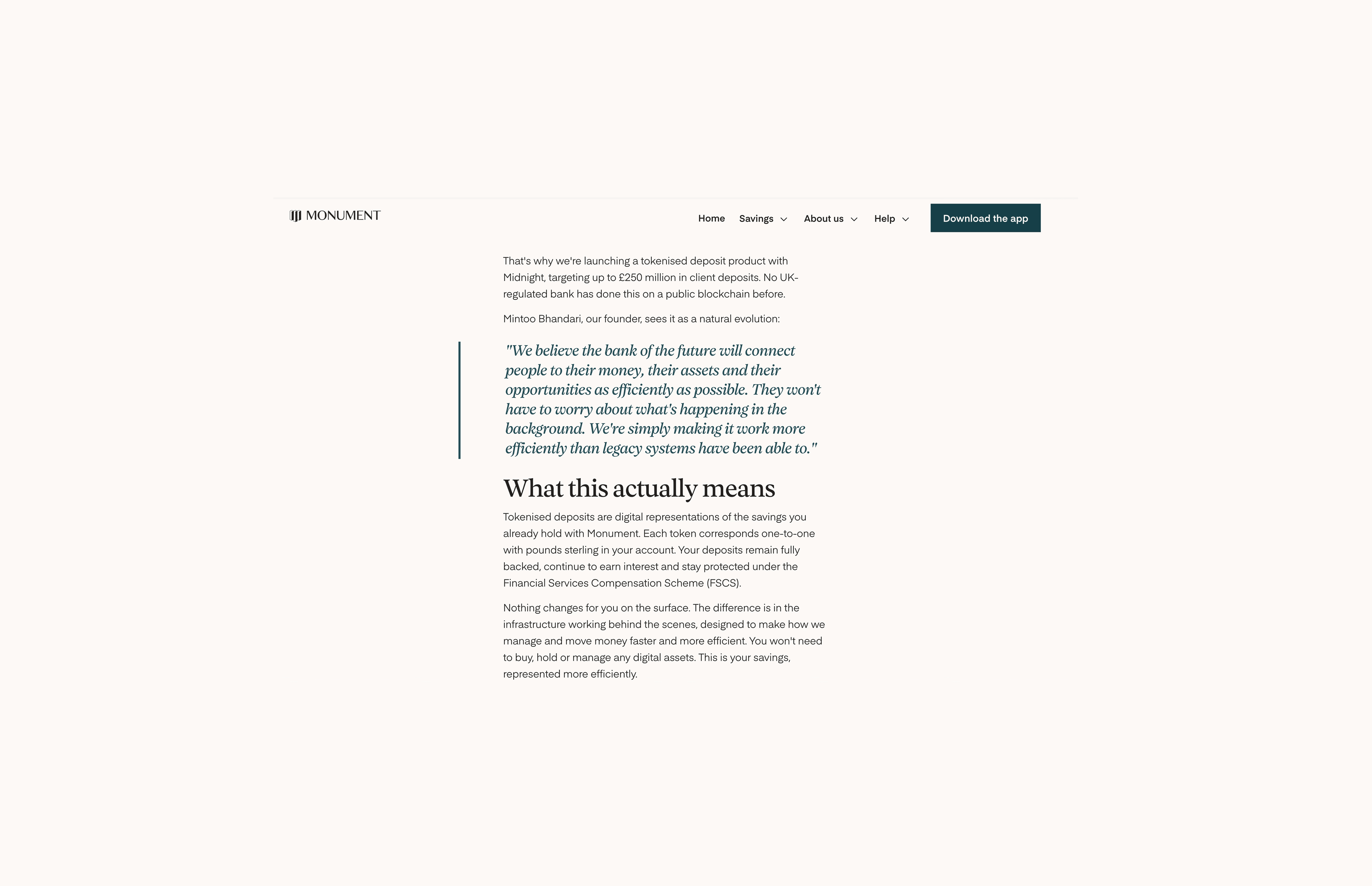 onument Bank tokenised deposit product launch on Midnight blockchain 2026