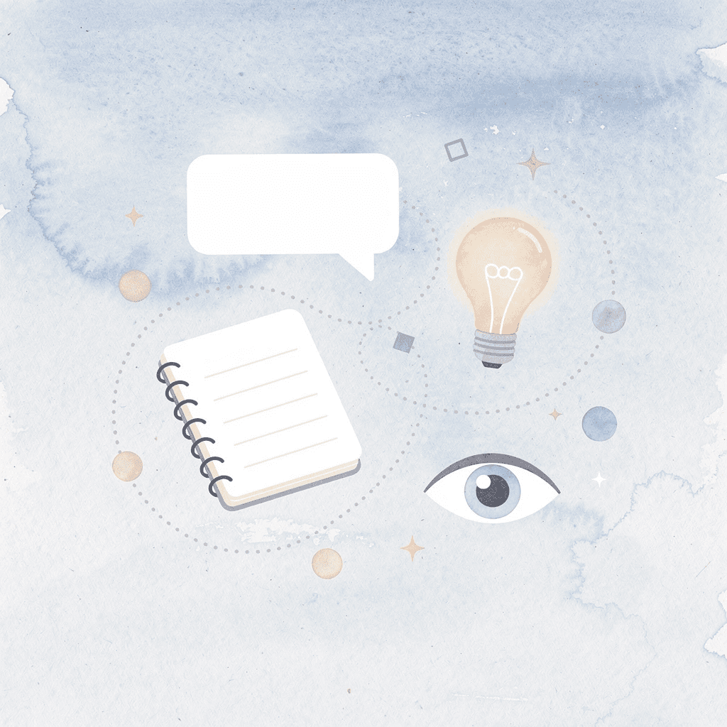 Illustration of various creative hobby items floating around a central theme