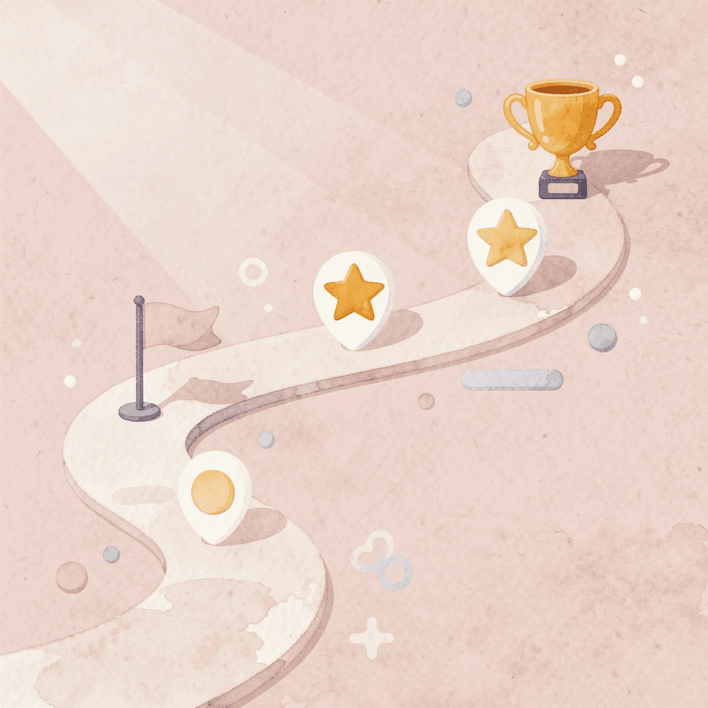 Scene showing a winding path representing the student stress journey from searching for scores to feeling discouraged