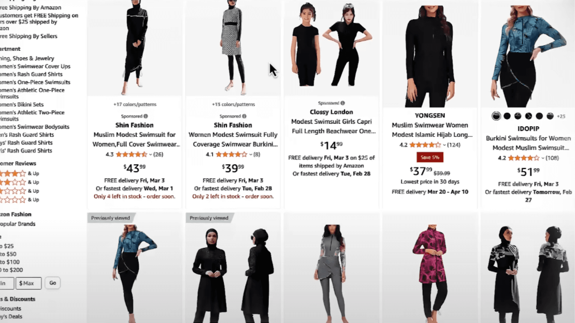 Les burkinis sur Amazon US
