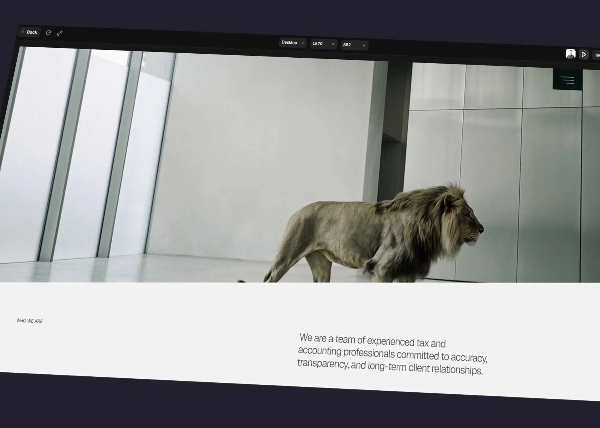 Framer website preview showcasing a scroll section with immersive visual storytelling and scroll-based interactions.