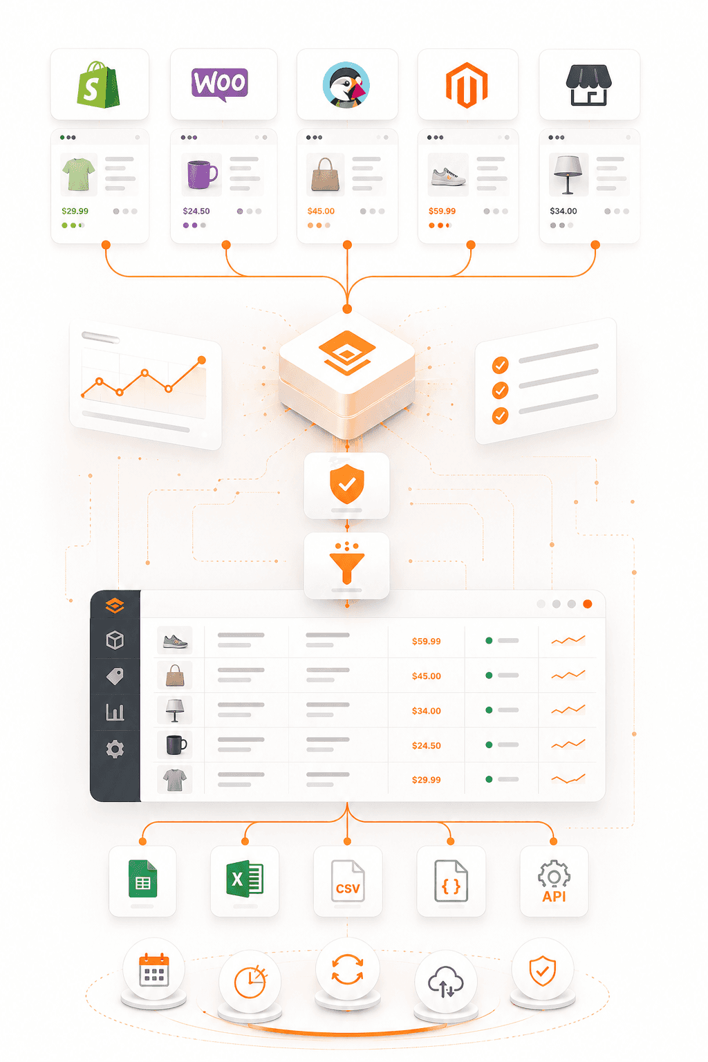 Structured competitor pricing dataset with SKU, price, and stock fields ready for export to CSV or Google Sheets