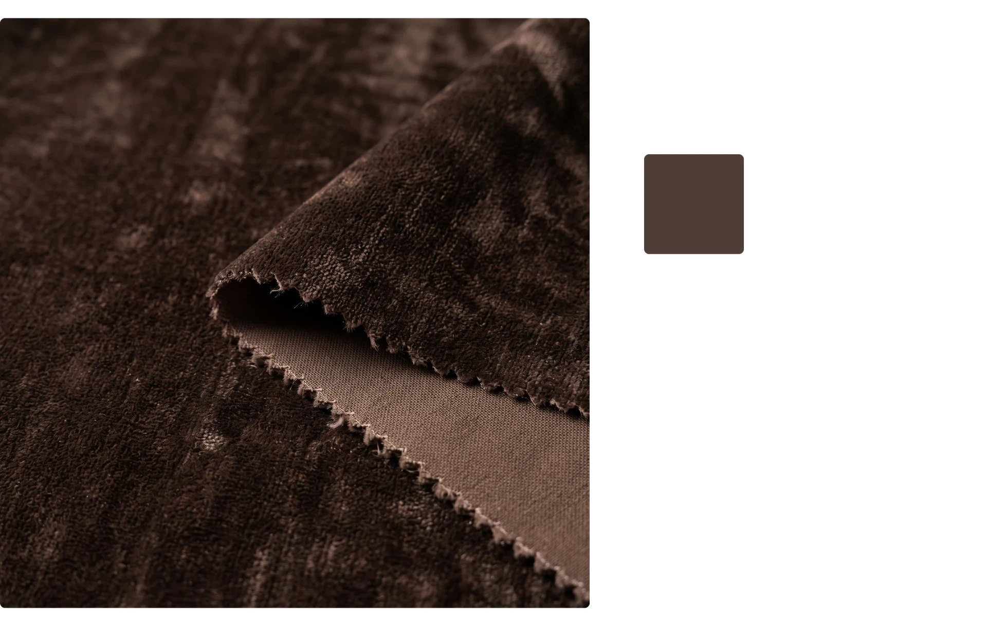 Material sheet of the Carnela sofa chenille in chocolate brown
