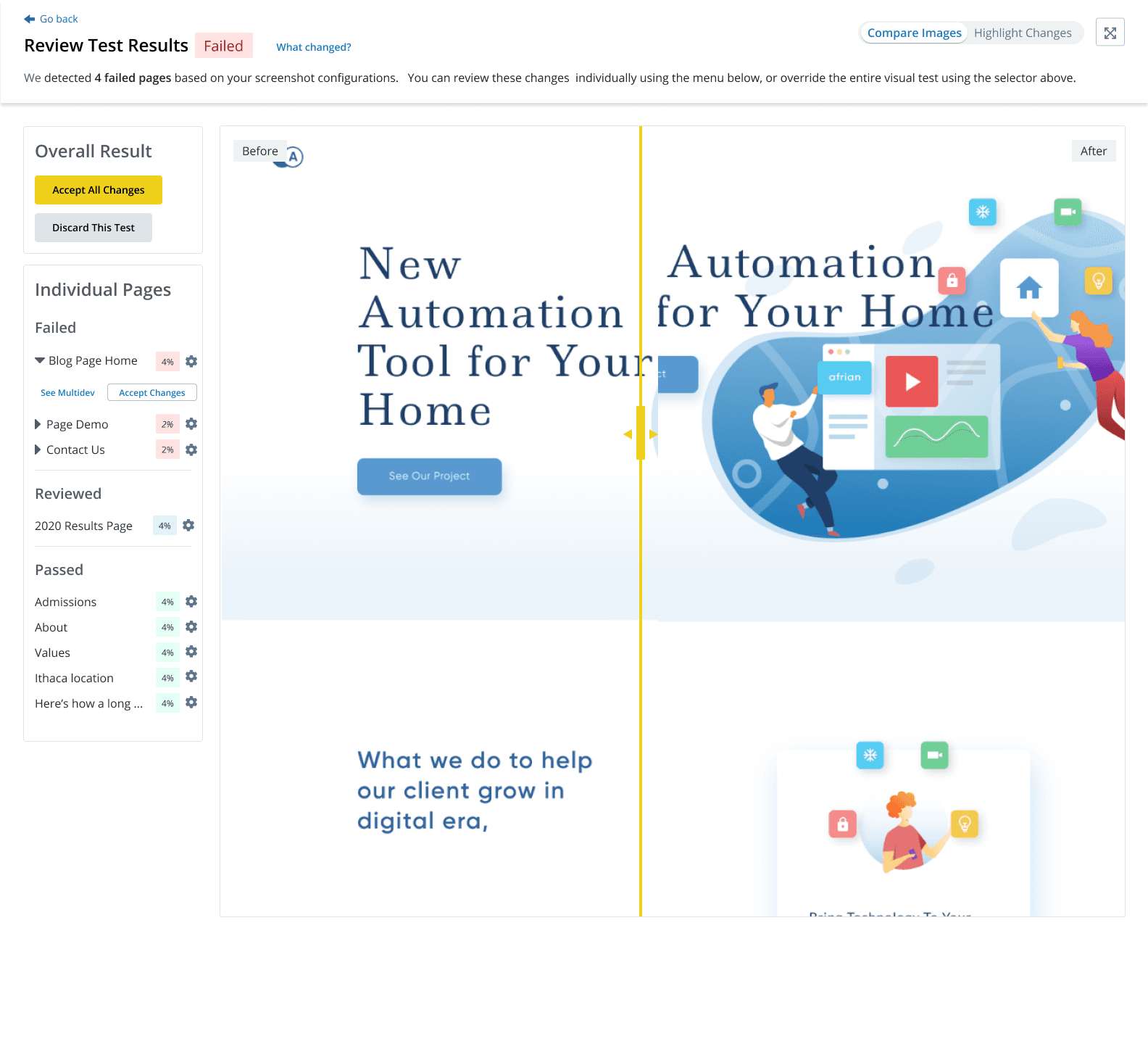 Visual regression final interface