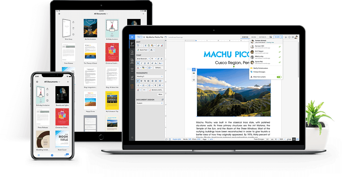 Zoho Writer’s cloud-based feature