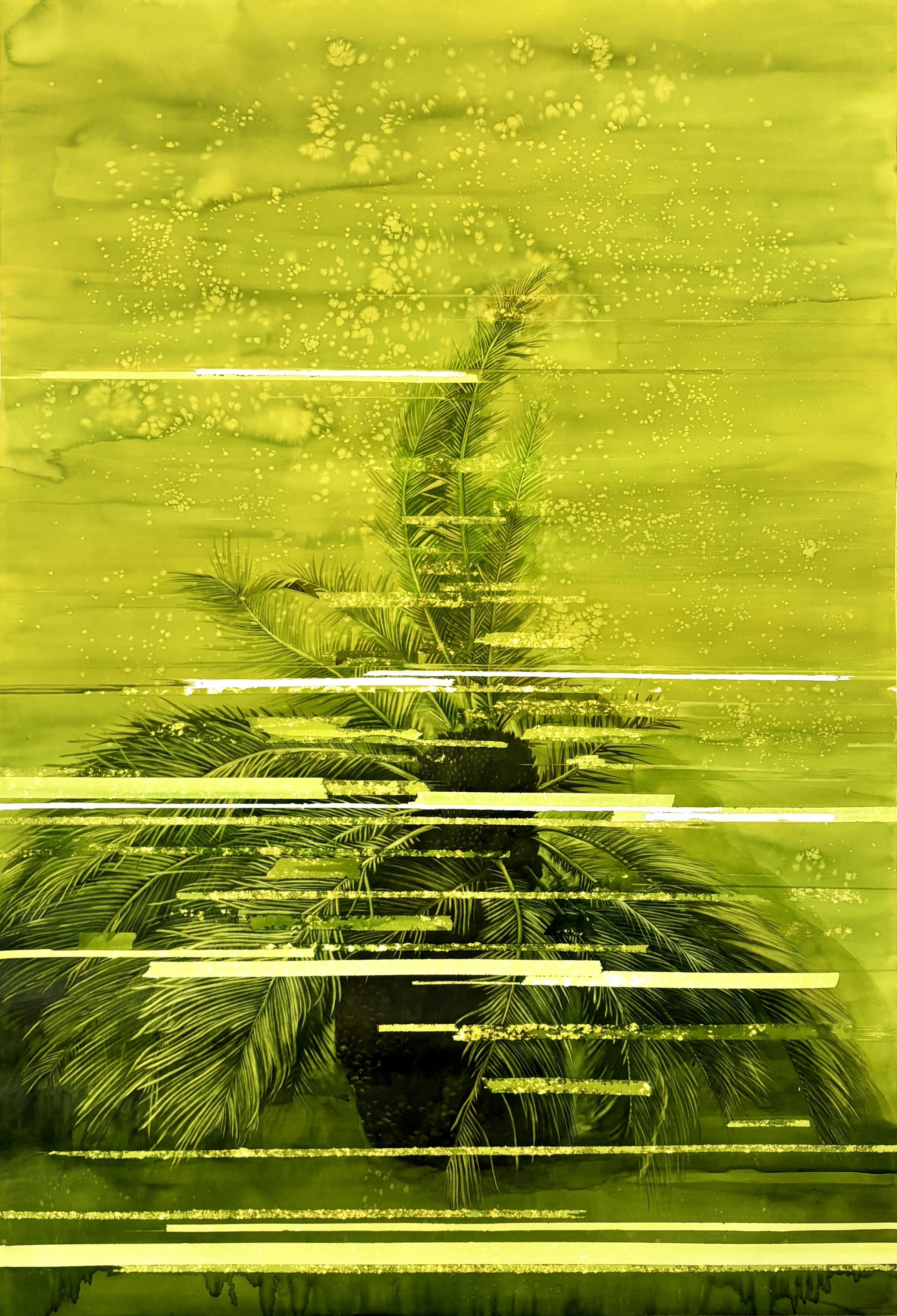 herd of sheep on road painting