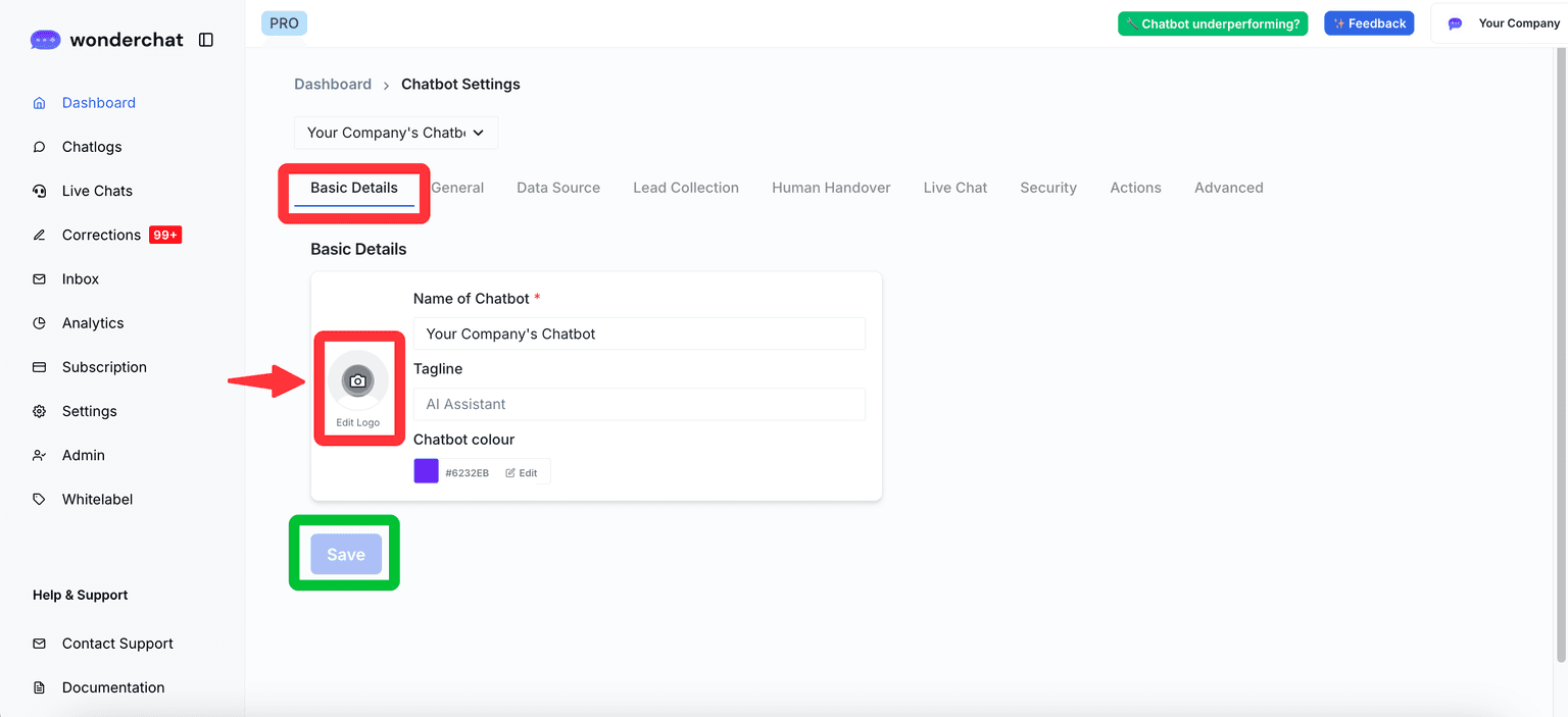 Wonderchat Chatbot Basic Details