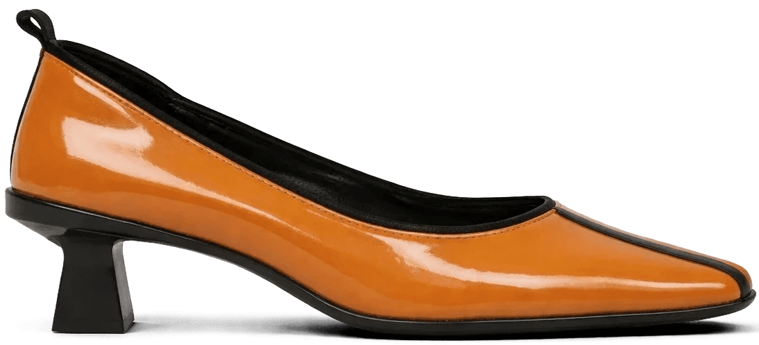 Orange Leather Kitten Heels