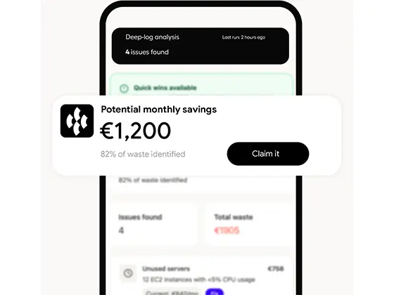 Clouding mobile app showing cloud cost trends