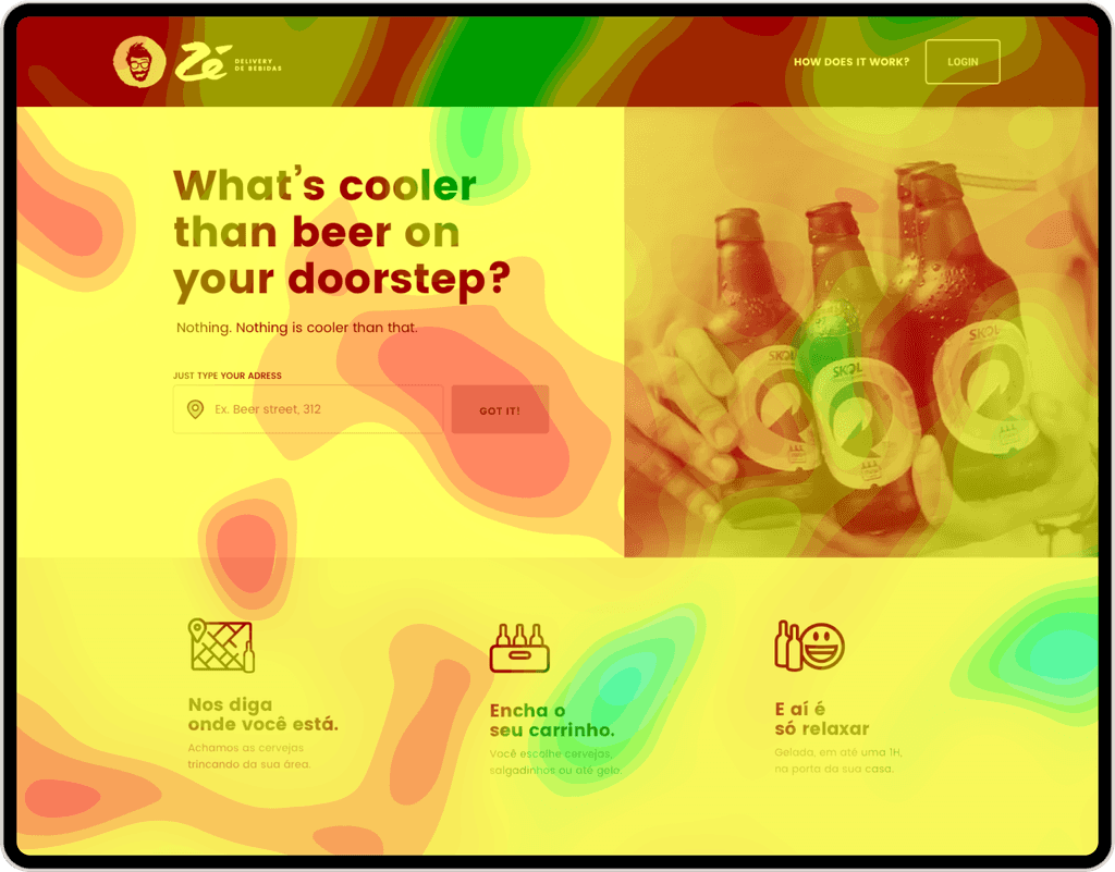 Result of the heatmaps analysis on Zé delivery's update home page UI