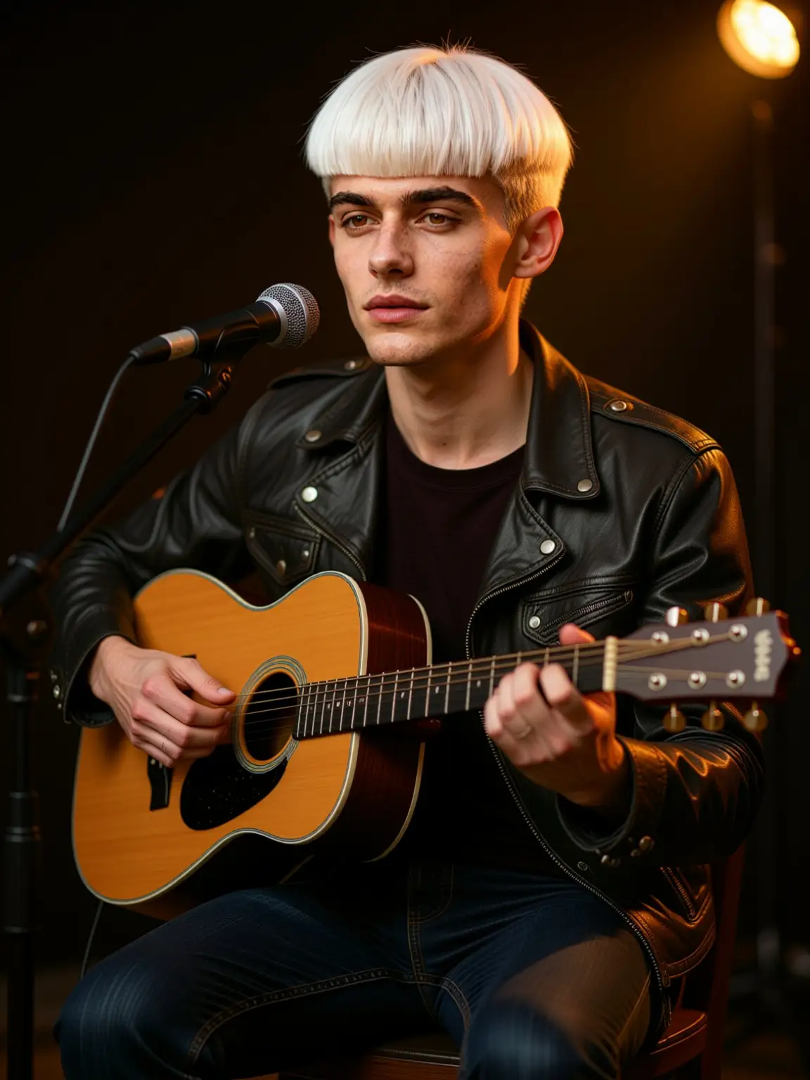 AI man musician playing guitar