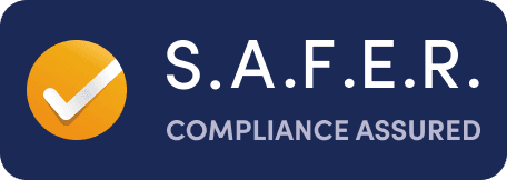 A logo for the S.A.F.E.R compliance assured framework - created by OpenDialog