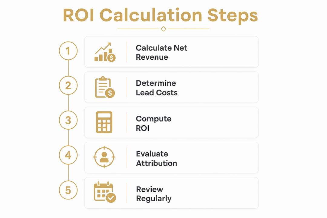 Infographic illustrating lead generation ROI calculation steps