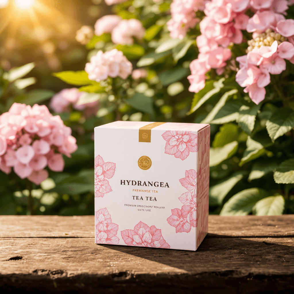 product photography of box of hydrangea tea