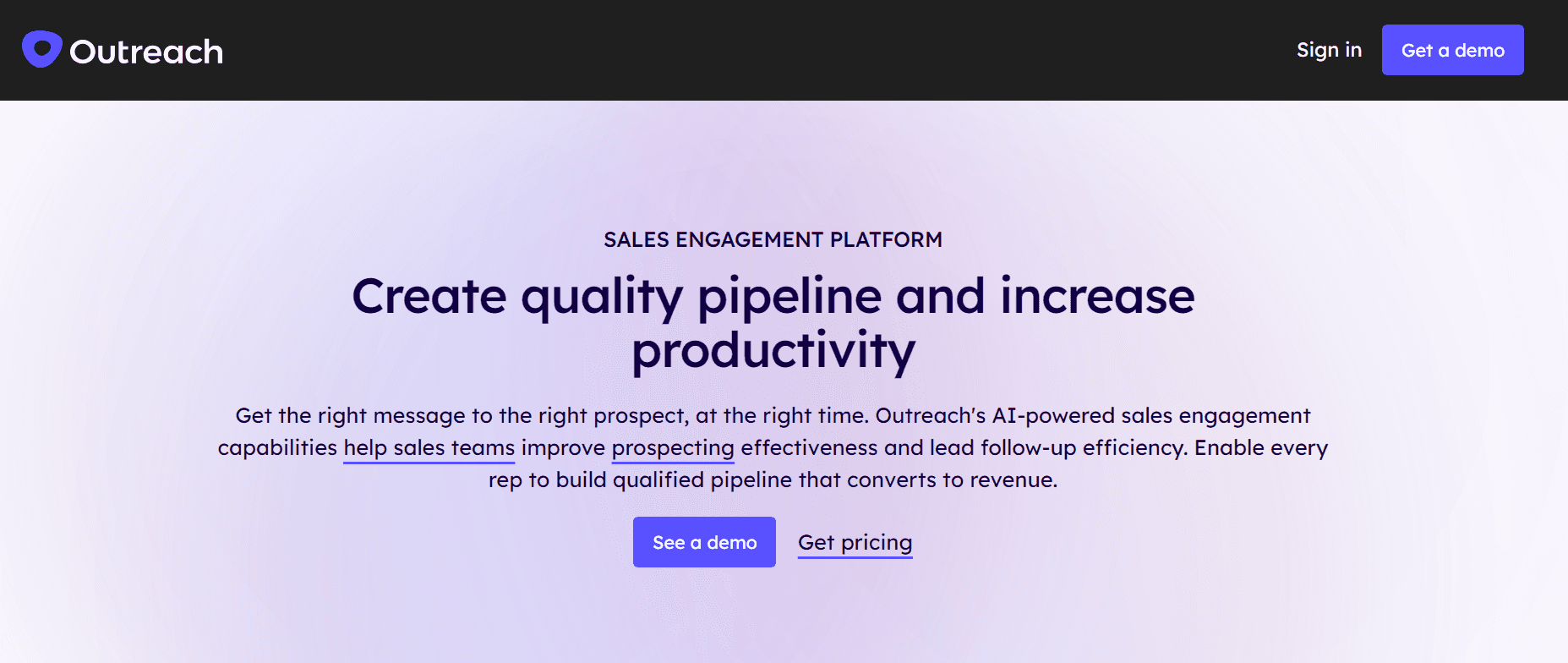 Outreach landing page