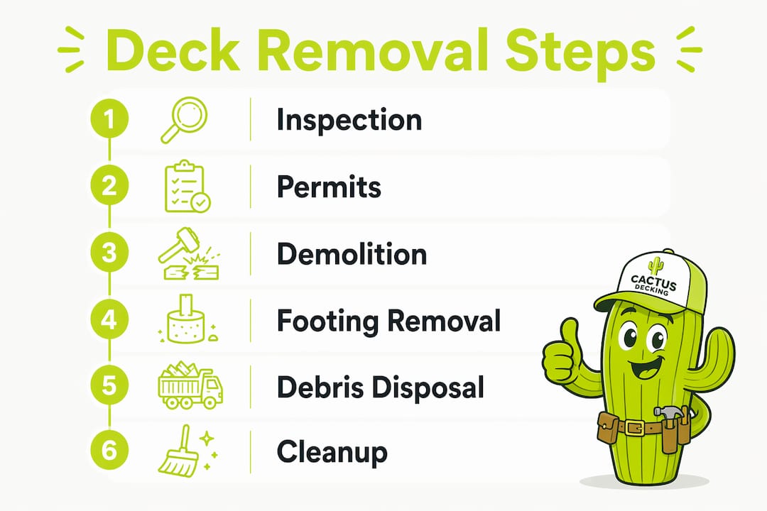 Infographic showing deck removal process steps