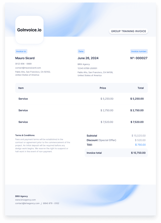 Group Training Invoice