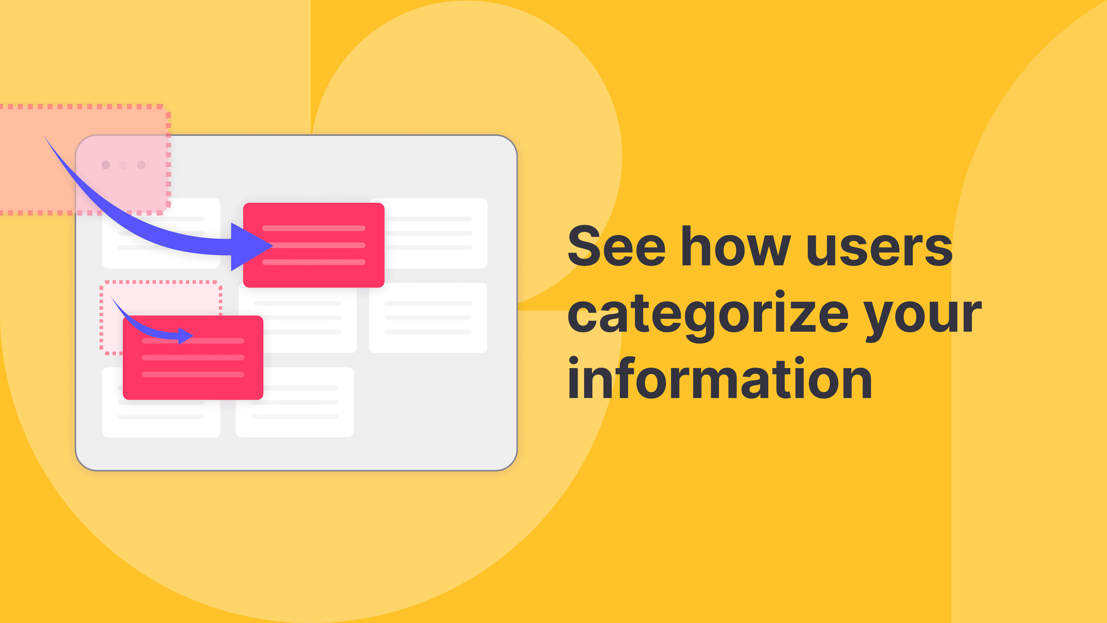 The cover invites the users to learn more about the ux research method card sorting with a visual element showing what card sorting is in the background