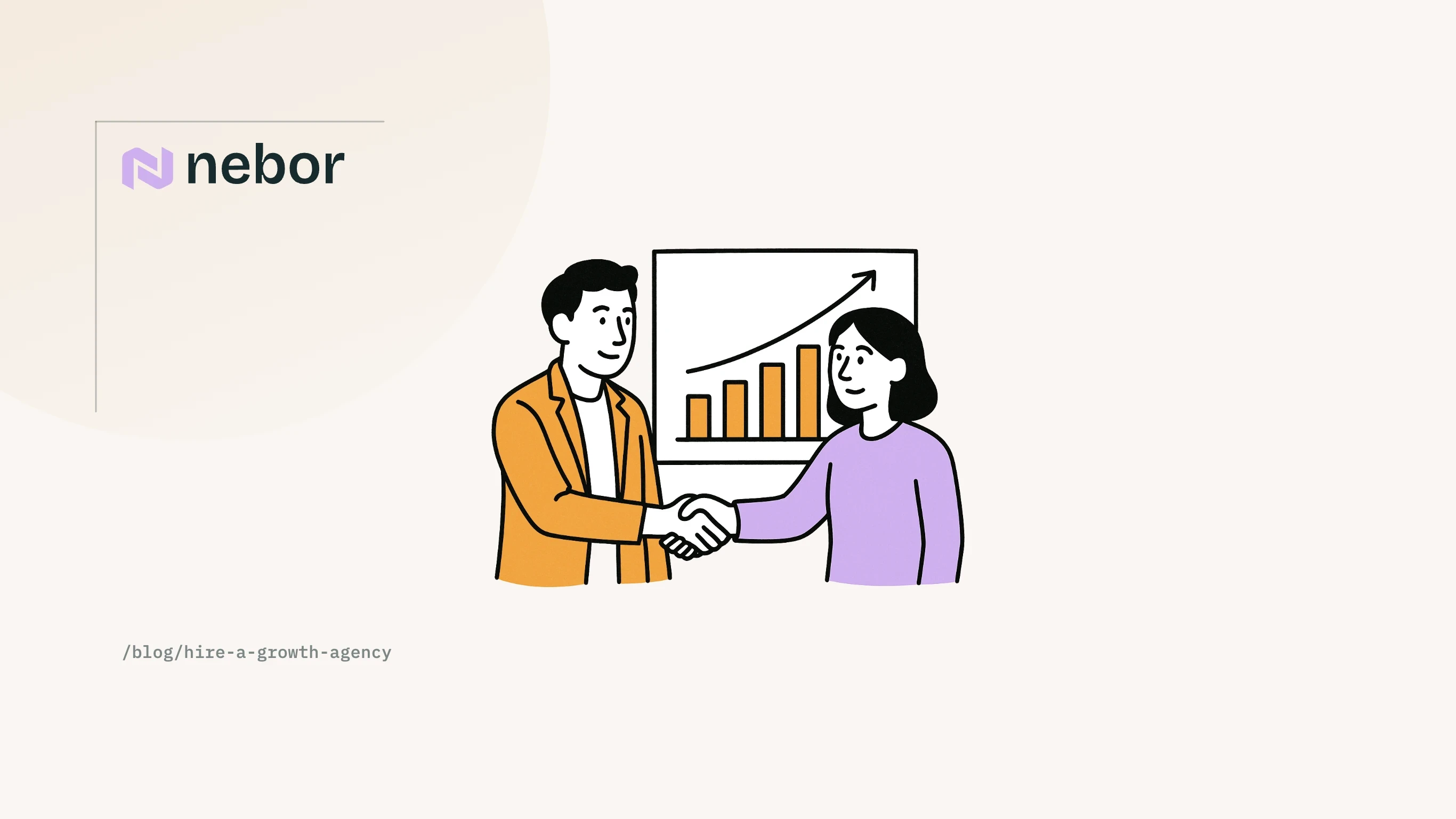 A founder and an agency partner shake hands over a rising bar chart, the last step in how to hire a growth agency