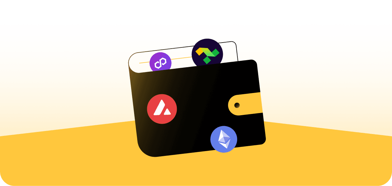 ilustração representando uma carteira com vários tokens