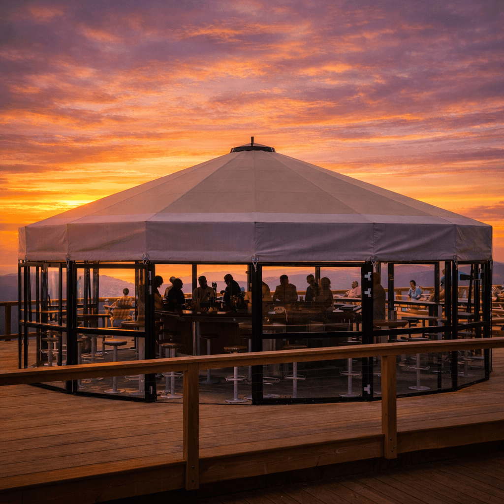 beech mountain brewery at sunset