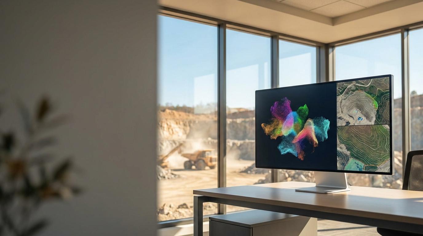 Quarry operator evaluating digital software for managing stockpile Inventory information.