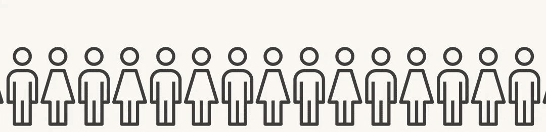 line of men and women