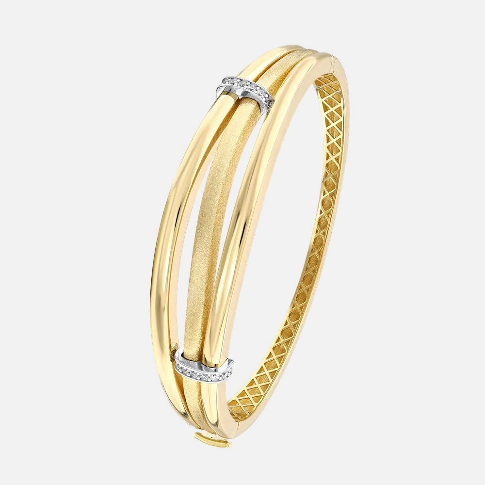 Assos Pırlanta 14 Ayar Altın Özel Tasarım Kelepçe Bilezik Modeli