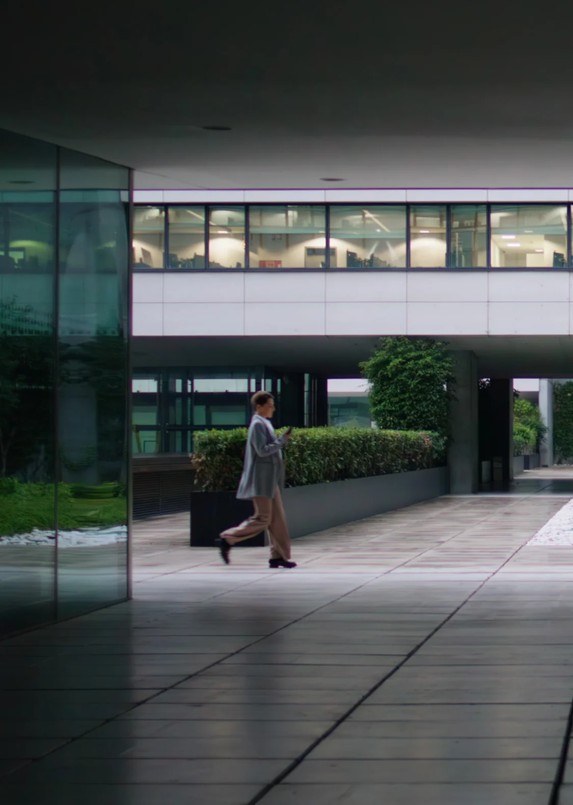 Woman walking outside teh office