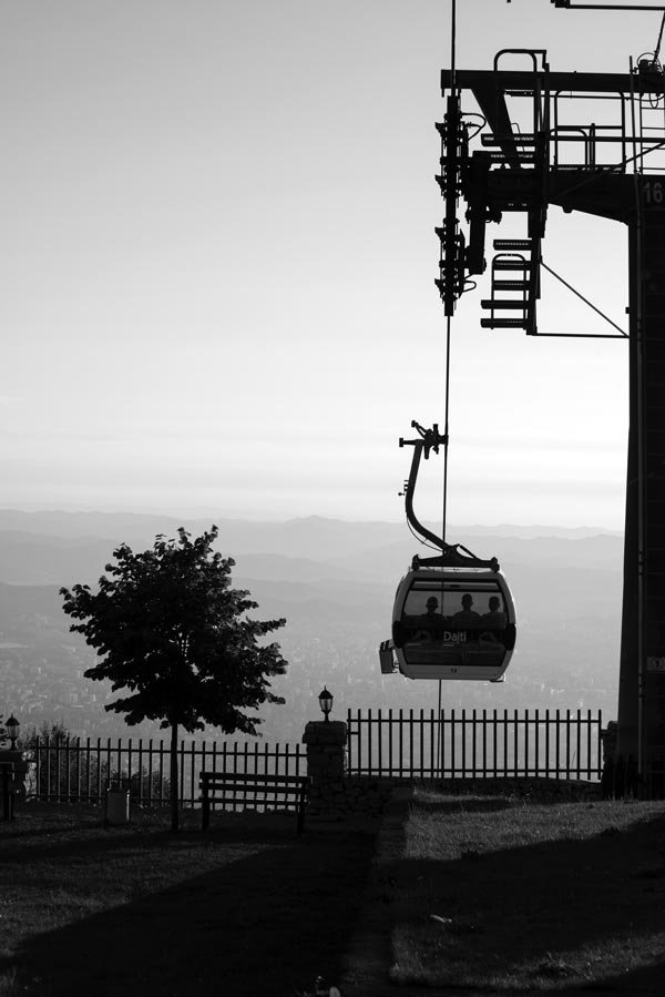 Aerial view over Tirana Albania - Nuclear bunker art galleries modern capital