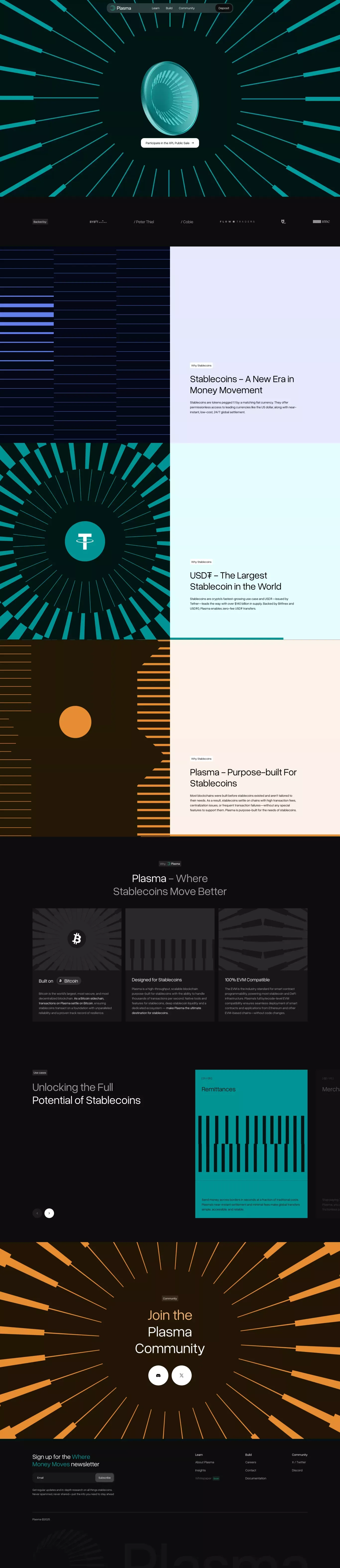 Plasma landing page screenshot showcasing NFT / Crypto / Web3 and Tech design
